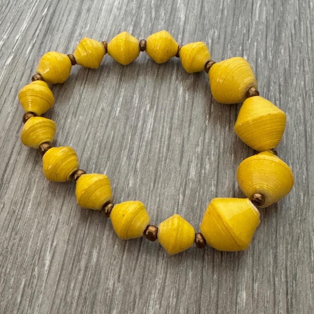 Yellow vintage handmade Beaded stretch Bracelet